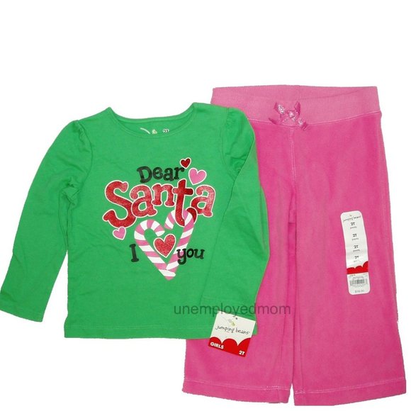 jumping beans Other - 2T Christmas Tee Fleece Pants Girls Holiday Outfit